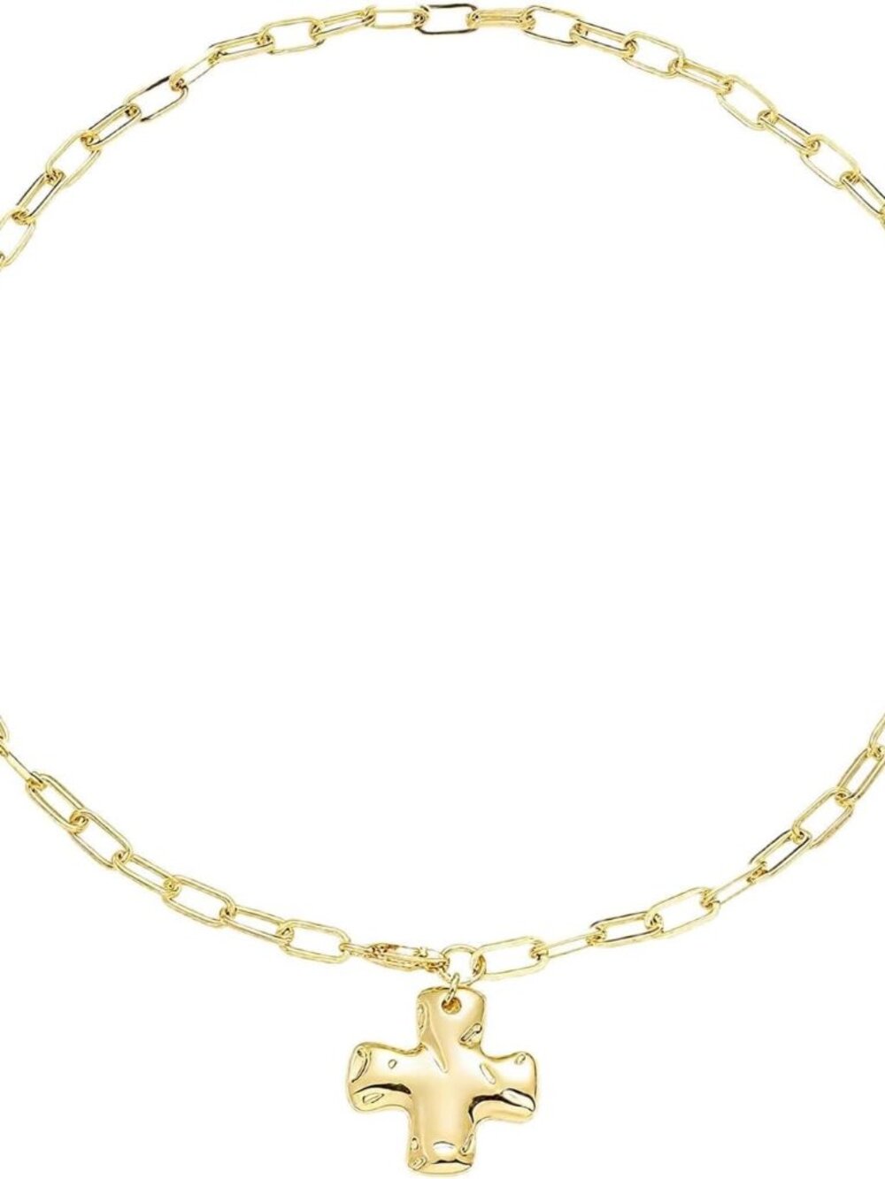 Chunky Gold-Plated Cross Necklace for Women Vintage Toggle Clasp Statement Layer
